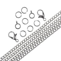 36 Inch 3mm Nickel Colour Curb Chain and Finding Set