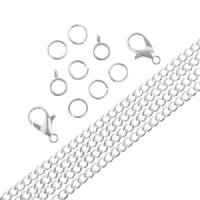 36 Inch 3mm Silver Plated Curb Chain and Finding Set