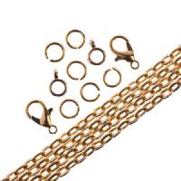 36 Inch 4x3mm Gold Plated Oval Cable Chain and Finding Set
