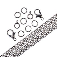 36 Inch 4x3mm Nickel Plated Oval Cable Chain and Finding Set