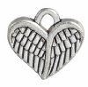 1, 13x10mm Antique Silver Folded Winged Heart Pendant / Charm
