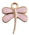 1, 16x13mm Sweet & Petite Pink Enamelled Dragonfly Pendant / Charm