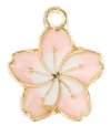 1, 16x13mm Sweet & Petite Pink Enamelled Flower Pendant / Charm