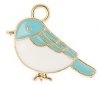 1, 15x13mm Sweet & Petite Enamelled Blue Bird Pendant / Charm