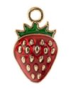 1, 17x10mm Sweet & Petite Enamelled Stawberry Pendant / Charm