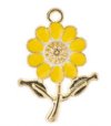 1, 27x19.5mm Sweet & Petite Yellow Enamelled Daisy Pendant / Charm