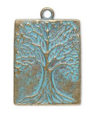 1, 27x22mm Brass Patina Tree of Life Pendant / Charm