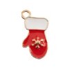 1, 19x10.5mm Gold Sweet & Petite Enameled Mitten Holiday Charm