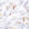25, 4x11mm Alabaster White AB Czech Glass Chilli Beads