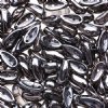 25, 4x11mm Crystal Hematite Full Coat Glass Chilli Beads