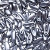 25, 4x11mm Crystal Metallic Silver Glass Chilli Beads
