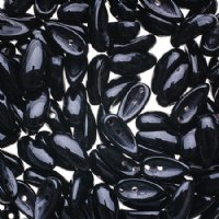 25, 4x11mm Opaque Black Czech Glass Chilli Beads