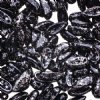 25, 4x11mm Opaque Black Silver Stone Czech Glass Chilli Beads