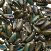 25, 4x11mm Opaque Blue Travertine Czech Glass Chilli Beads