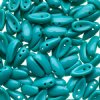 25, 4x11mm Opaque Turquoise Czech Glass Chilli Beads