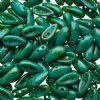 25, 4x11mm Opaque Turquoise Green Travertine Glass Chilli Beads