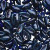 25, 4x11mm Transparent Dark Blue Travertine Czech Glass Chilli Beads