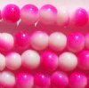 66 6mm Round Two Tone Neon White & Pink Chinese Crystal Beads