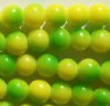 66 6mm Round Two Tone Neon Yellow & Green Chinese Crystal Beads