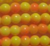 66 6mm Round Two Tone Neon Yellow & Orange Chinese Crystal Beads