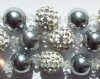 8 Inch Strand of Chinese Glass and Crystal Shamballa Beads - Crystal