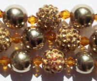 8 Inch Strand of Chinese Glass and Crystal Shamballa Beads - Golden Diamond
