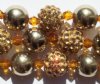 8 Inch Strand of Chinese Glass and Crystal Shamballa Beads - Golden Diamond
