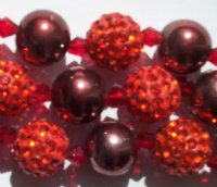 8 Inch Strand of Chinese Glass and Crystal Shamballa Beads - Orange