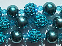 8 Inch Strand of Chinese Glass and Crystal Shamballa Beads - Turquoise