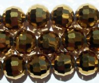 21 10mm Faceted Round Metallic Gold Chinese Crystal Beads