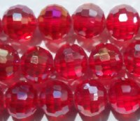 21 10mm Faceted Round Transparent Siam AB Chinese Crystal Beads