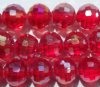 21 10mm Faceted Round Transparent Siam AB Chinese Crystal Beads