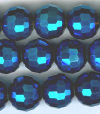 27 8mm Faceted Round Metallic Blue Chinese Crystal Beads