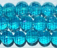 21 10mm Faceted Round Transparent Aqua AB Chinese Crystal Beads