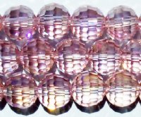21 10mm Faceted Round Transparent Pink AB Chinese Crystal Beads