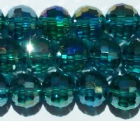 27 8mm Faceted Round Teal AB Chinese Crystal Beads