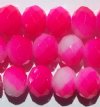 26 8x10mm Faceted Two Tone Neon Pink & White Chinese Crystal Donut Beads