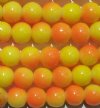 48 8mm Round Neon Two Tone Yellow & Orange Chinese Crystal Beads