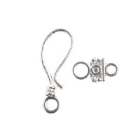 Set of 5, 24mm Silver Plated Hook and Eye Clasps