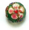 4 14mm Green Cloisonné Rounds