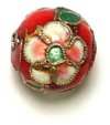 4 14mm Red Cloisonné Rounds