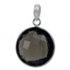 1 21mm Faceted Smoke Topaz and Sterling Silver Rounf Pendant