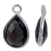 1 14x8mm Faceted Smoke Topaz and Sterling Silver Teardrop Pendant