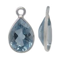 1 14x8mm Faceted Blue Topaz and Sterling Silver Teardrop Pendant