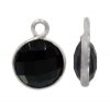 1 9mm Faceted Black Onyx and Sterling Silver Round Pendant