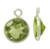 1, 9mm Faceted Peridot and Sterling Silver Round Pendant