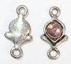 Set of 2, 17x8mm Antique Silver & Amethyst Glass Connector / Link
