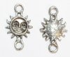 Set of 2, 18x10mm Antique Silver Smiling Sun Link / Connector