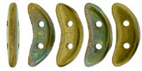 10 Grams 3x10mm Oxidized Bronze Chartreuse CzechMates Crescent Glass Beads