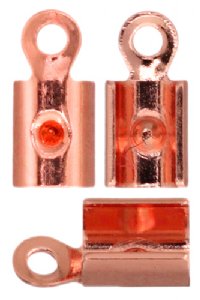 50 7x3mm Small Bright Copper Foldover Crimp Ends